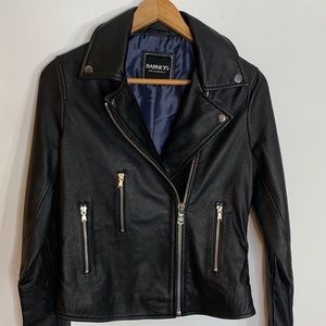 Barneys Originals Black Sheepskin Leather Moto Jacket Size 10